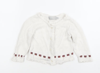 JPW Junior Girls White Knit Cardigan 6-12 Months Button Up Cotton