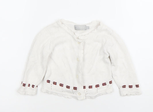 JPW Junior Girls White Knit Cardigan 6-12 Months Button Up Cotton