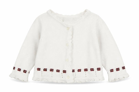 JPW Junior Girls White Knit Cardigan 6-12 Months Button Up Cotton