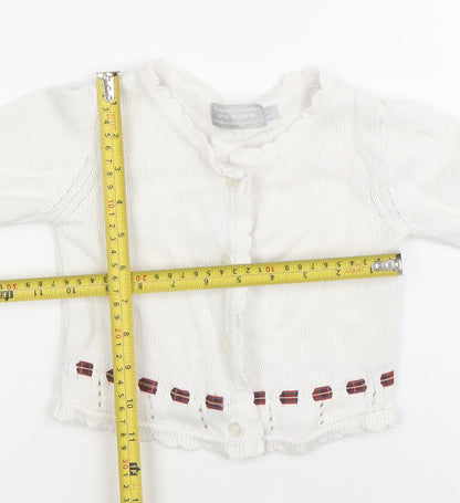 JPW Junior Girls White Knit Cardigan 6-12 Months Button Up Cotton
