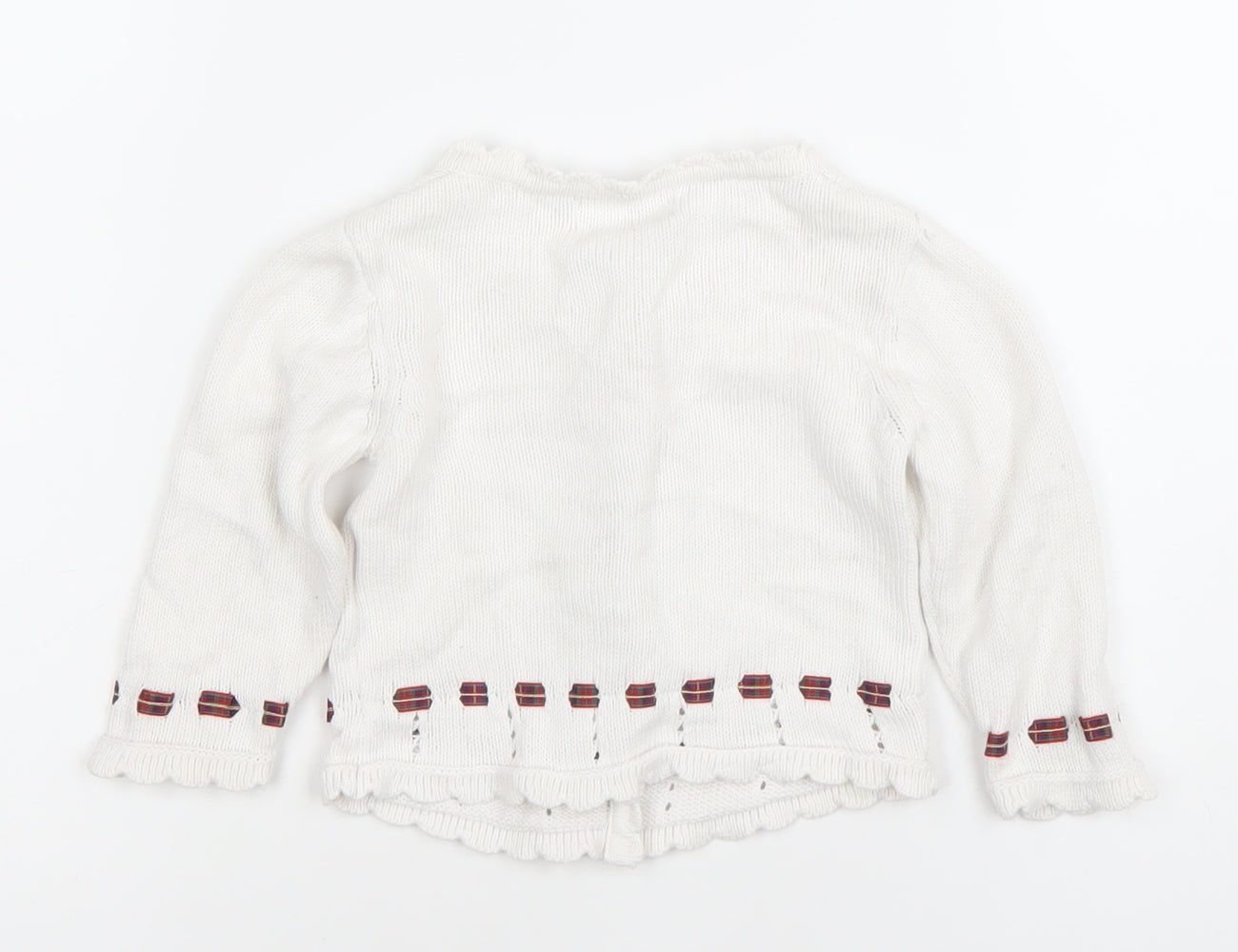 JPW Junior Girls White Knit Cardigan 6-12 Months Button Up Cotton