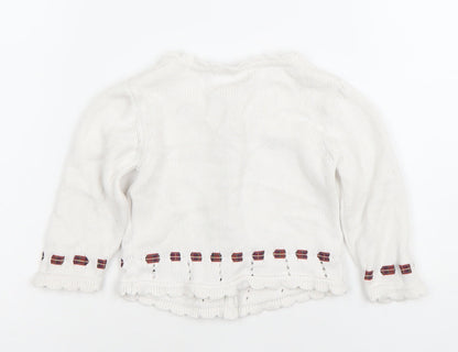 JPW Junior Girls White Knit Cardigan 6-12 Months Button Up Cotton
