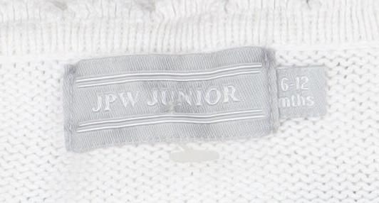 JPW Junior Girls White Knit Cardigan 6-12 Months Button Up Cotton