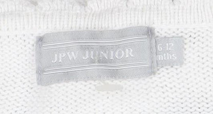 JPW Junior Girls White Knit Cardigan 6-12 Months Button Up Cotton