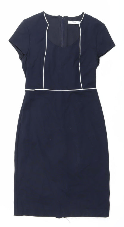 John Lewis Women’s Blue Sheath Dress Size 10 Workwear Short Sleeve