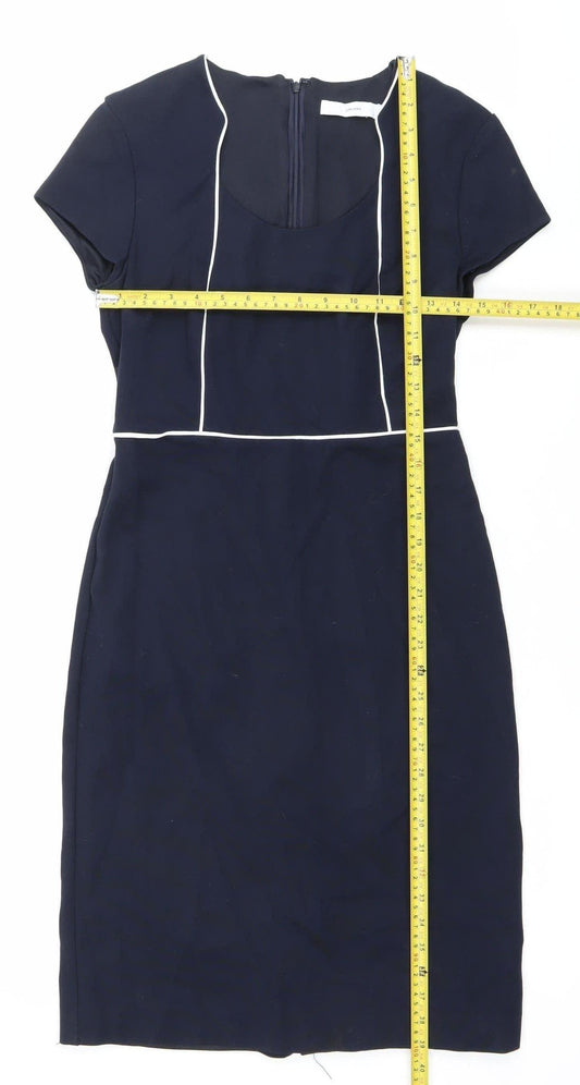 John Lewis Women’s Blue Sheath Dress Size 10 Workwear Short Sleeve