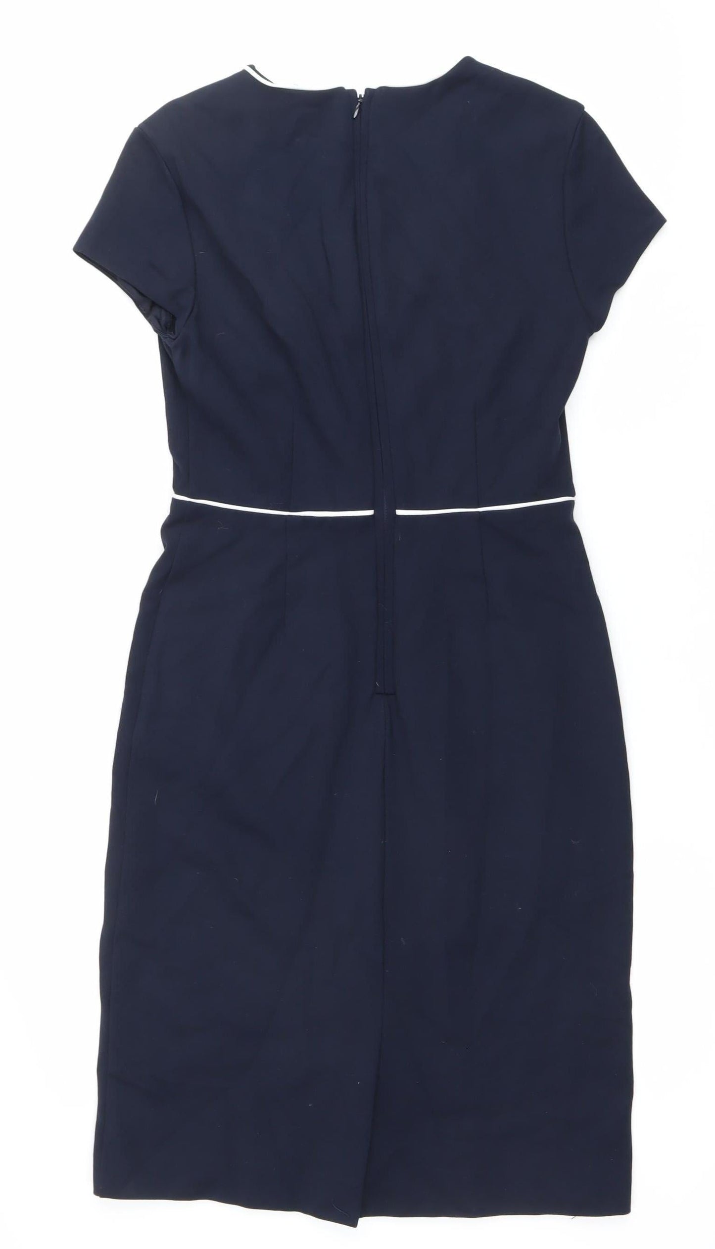 John Lewis Women’s Blue Sheath Dress Size 10 Workwear Short Sleeve
