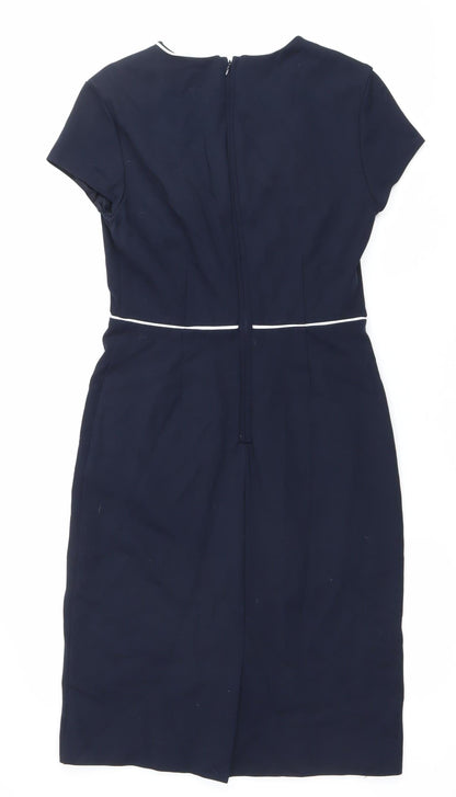 John Lewis Women’s Blue Sheath Dress Size 10 Workwear Short Sleeve