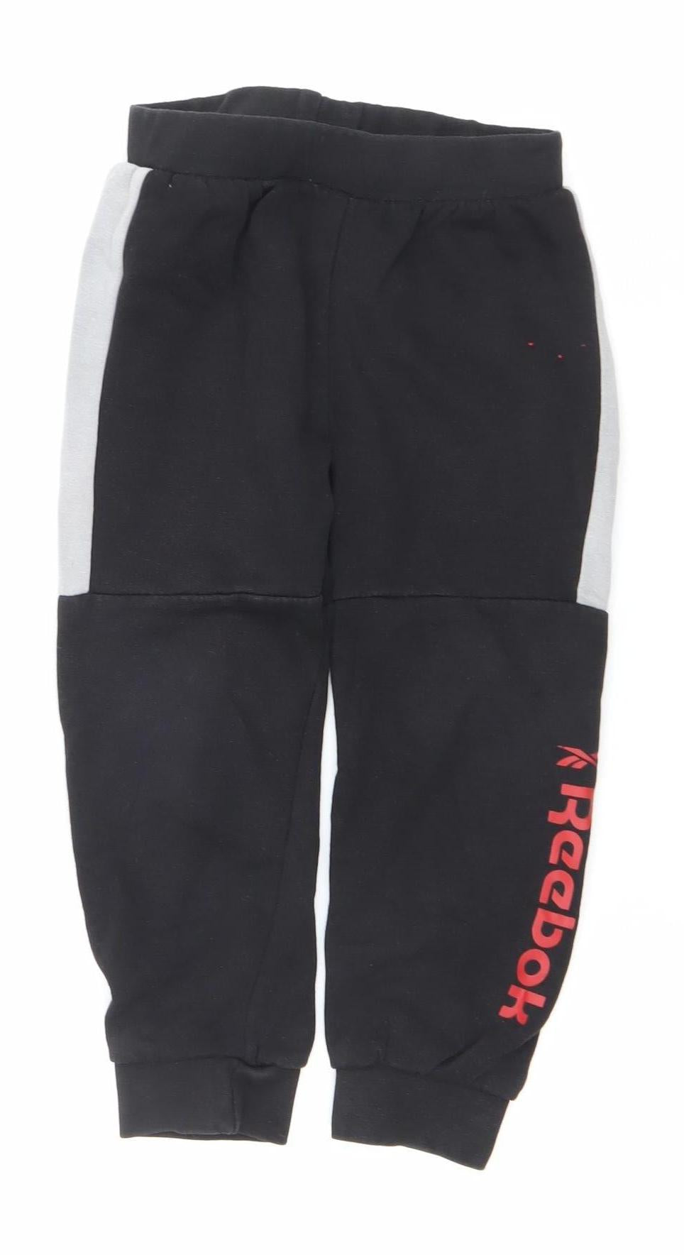 Reebok Boys Black Jogger Sweatpants 4-5 Years Cotton Blend Activewear