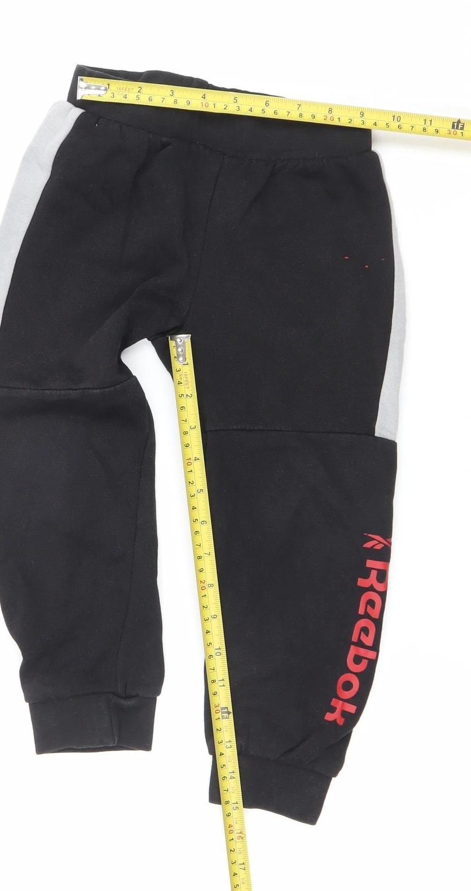 Reebok Boys Black Jogger Sweatpants 4-5 Years Cotton Blend Activewear