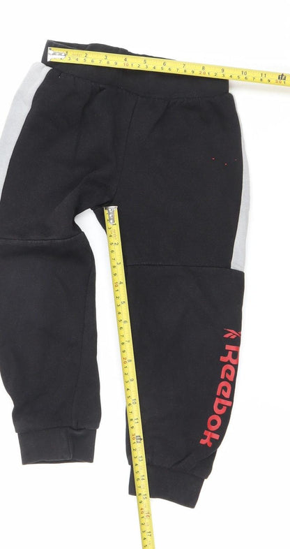 Reebok Boys Black Jogger Sweatpants 4-5 Years Cotton Blend Activewear