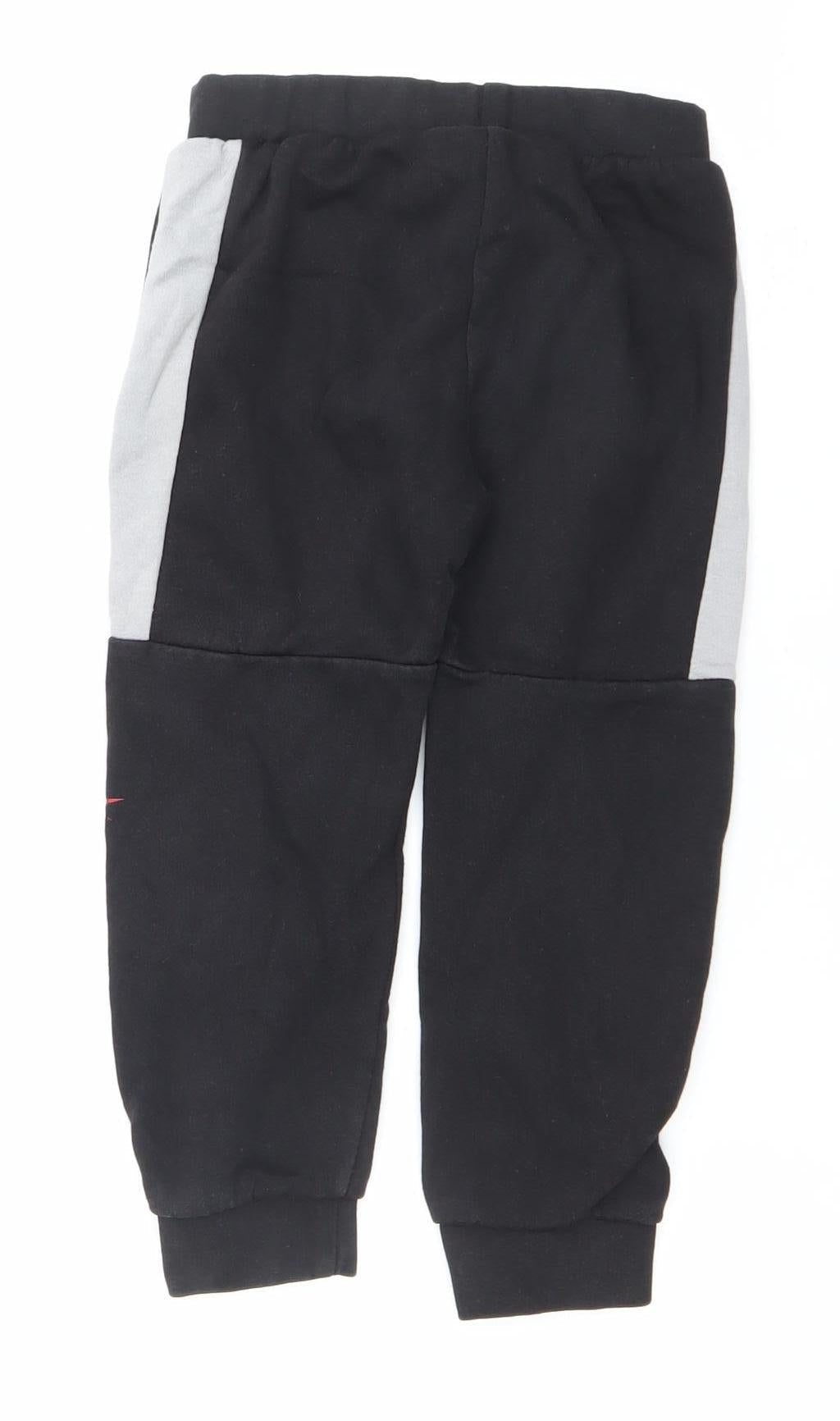 Reebok Boys Black Jogger Sweatpants 4-5 Years Cotton Blend Activewear