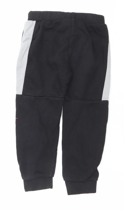 Reebok Boys Black Jogger Sweatpants 4-5 Years Cotton Blend Activewear