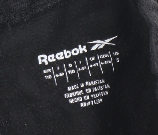Reebok Boys Black Jogger Sweatpants 4-5 Years Cotton Blend Activewear