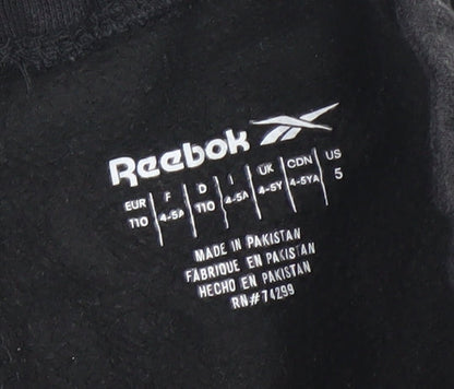 Reebok Boys Black Jogger Sweatpants 4-5 Years Cotton Blend Activewear
