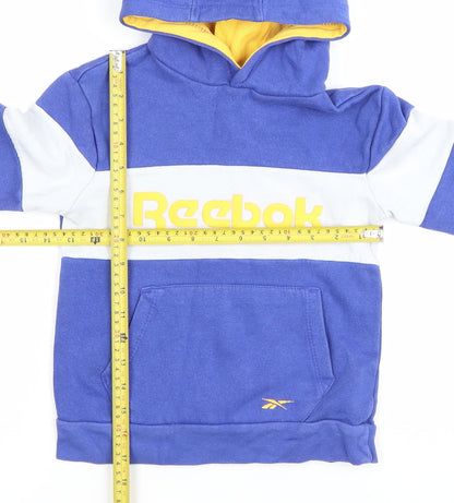 Reebok Boys Blue 5-6 Years Pullover Hoodie with Logo Graphic