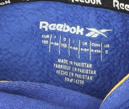 Reebok Boys Blue 5-6 Years Pullover Hoodie with Logo Graphic