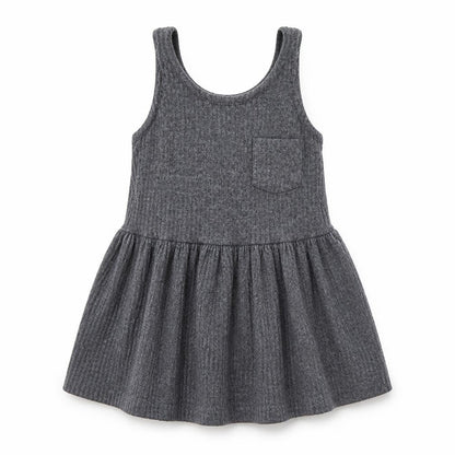 Next Girls Grey Pinafore Knit Dress 9-12 Months Sleeveless Scoop Neck