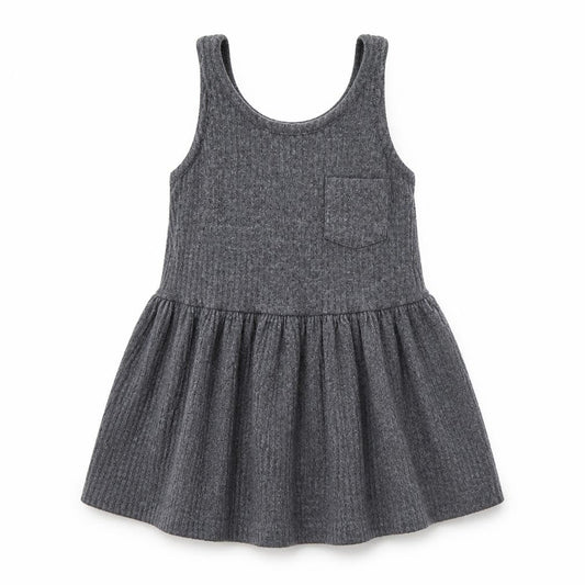 Next Girls Grey Pinafore Knit Dress 9-12 Months Sleeveless Scoop Neck