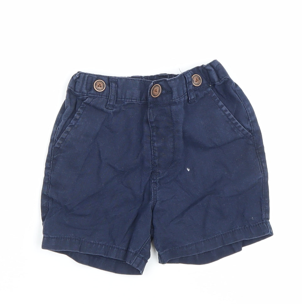 Next Unisex Baby & Toddler Blue Linen Blend Shorts 18-24 Months