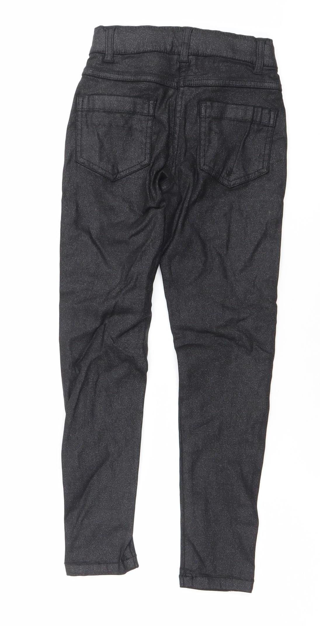 F&F Girls Black Skinny Jeans 4 Years Side Stripe Stretch Denim