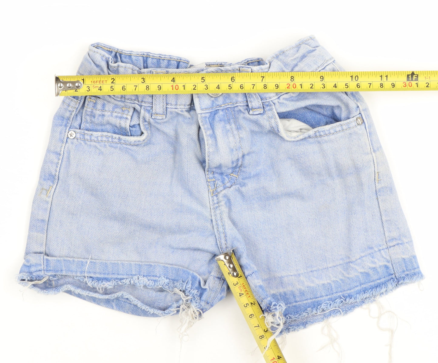 Denim Co. Girls Blue Denim Cut-Off Shorts 5-6 Years Casual Summer Elastic Waist