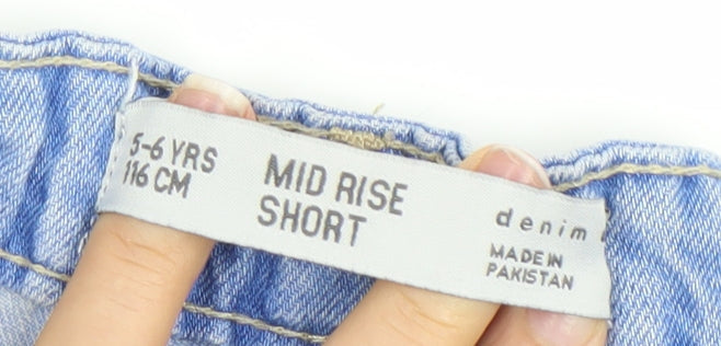 Denim Co. Girls Blue Denim Cut-Off Shorts 5-6 Years Casual Summer Elastic Waist