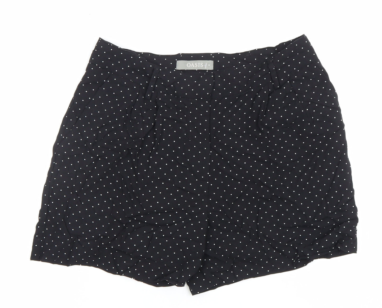 Oasis Women Black Polka Dot High Rise Shorts Size 8