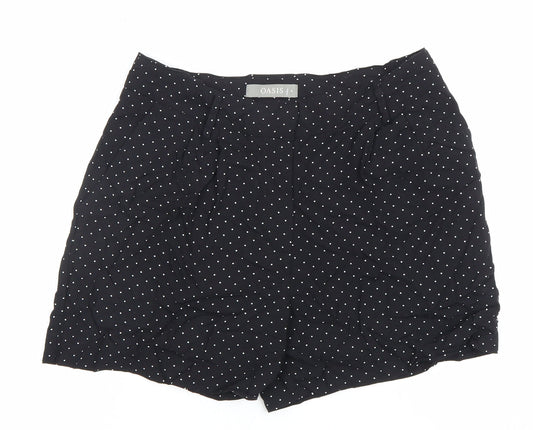 Oasis Women Black Polka Dot High Rise Shorts Size 8
