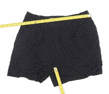 Oasis Women Black Polka Dot High Rise Shorts Size 8