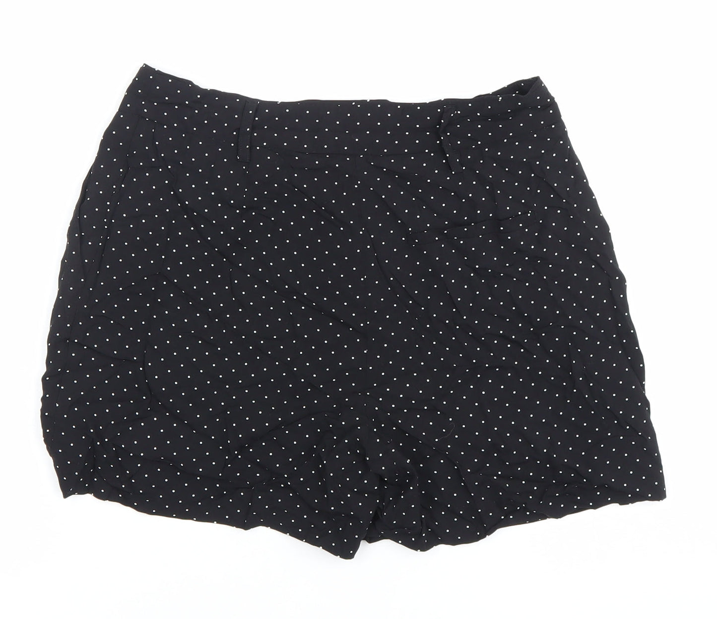 Oasis Women Black Polka Dot High Rise Shorts Size 8