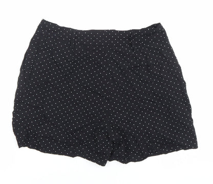 Oasis Women Black Polka Dot High Rise Shorts Size 8