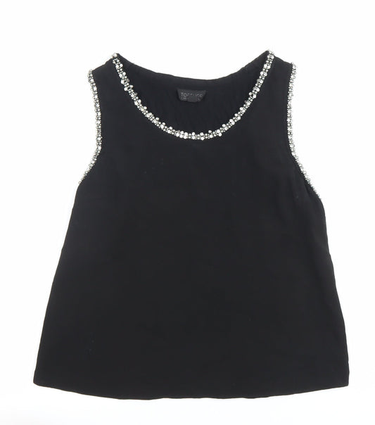 Womens UK Size 10 Topshop Black Camisole Blouse