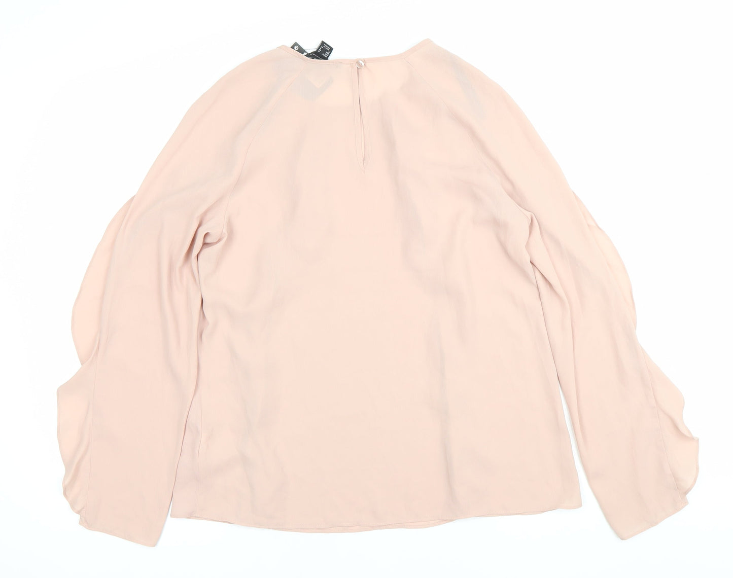 Atmosphere Womens Pink Ruffle Blouse Size 12 Long Sleeve Tunic Top