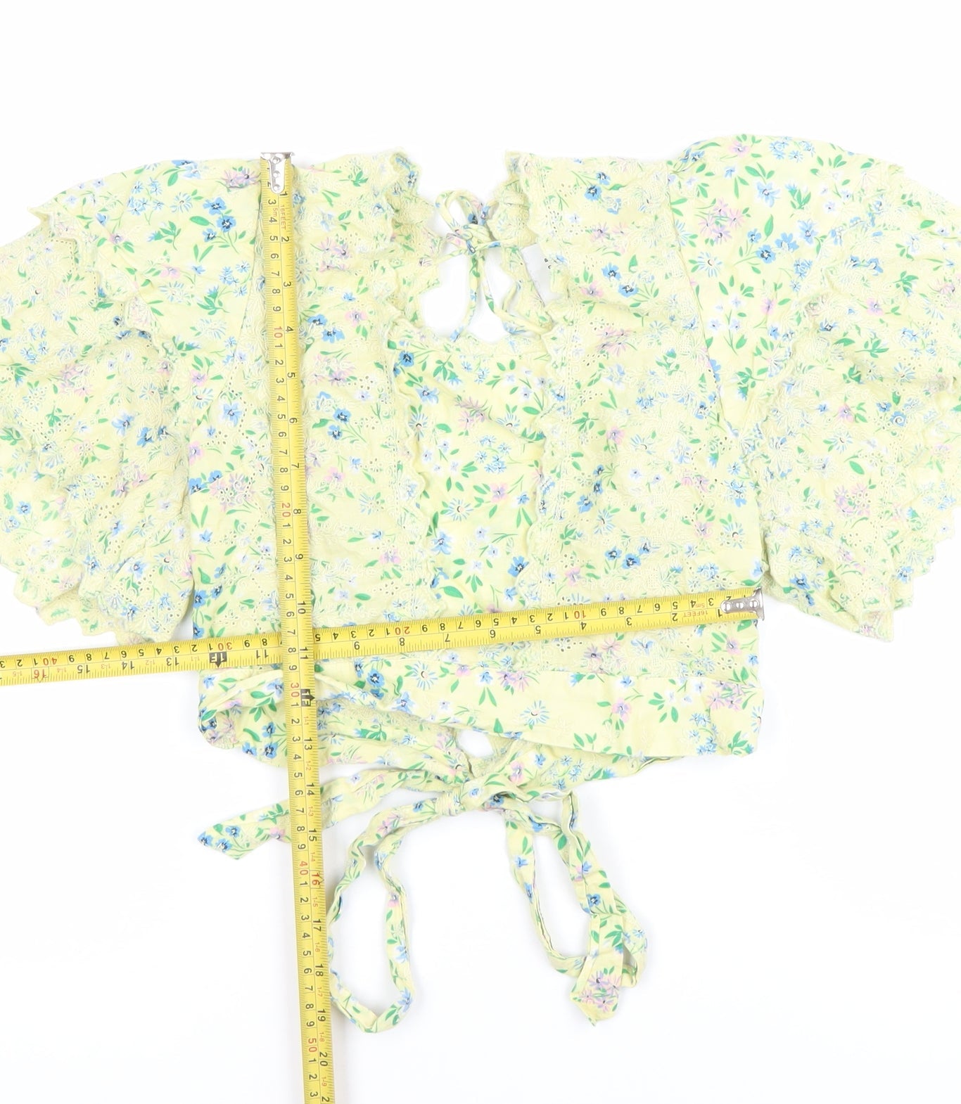 Womens UK Size 12 Topshop Yellow Wrap Blouse