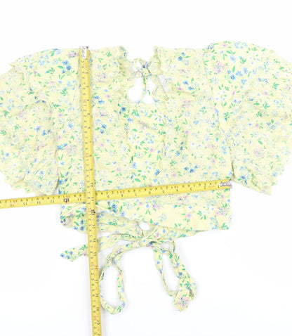 Womens UK Size 12 Topshop Yellow Wrap Blouse