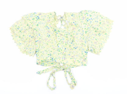 Womens UK Size 12 Topshop Yellow Wrap Blouse