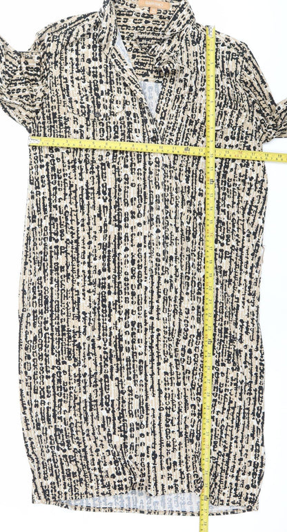 Ellen Tracy Women’s Beige Black Animal Print Wrap Dress M