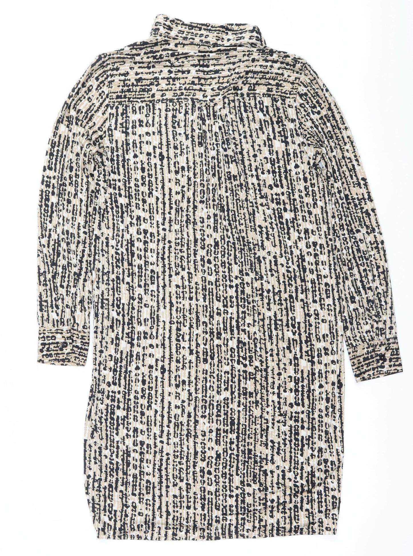 Ellen Tracy Women’s Beige Black Animal Print Wrap Dress M