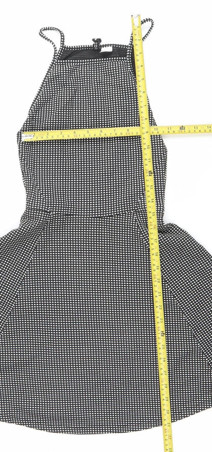 H&M Women Black Polka Dot Fit & Flare Halter Mini Dress Size 6