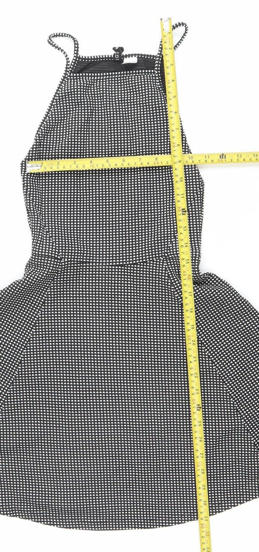 H&M Women Black Polka Dot Fit & Flare Halter Mini Dress Size 6