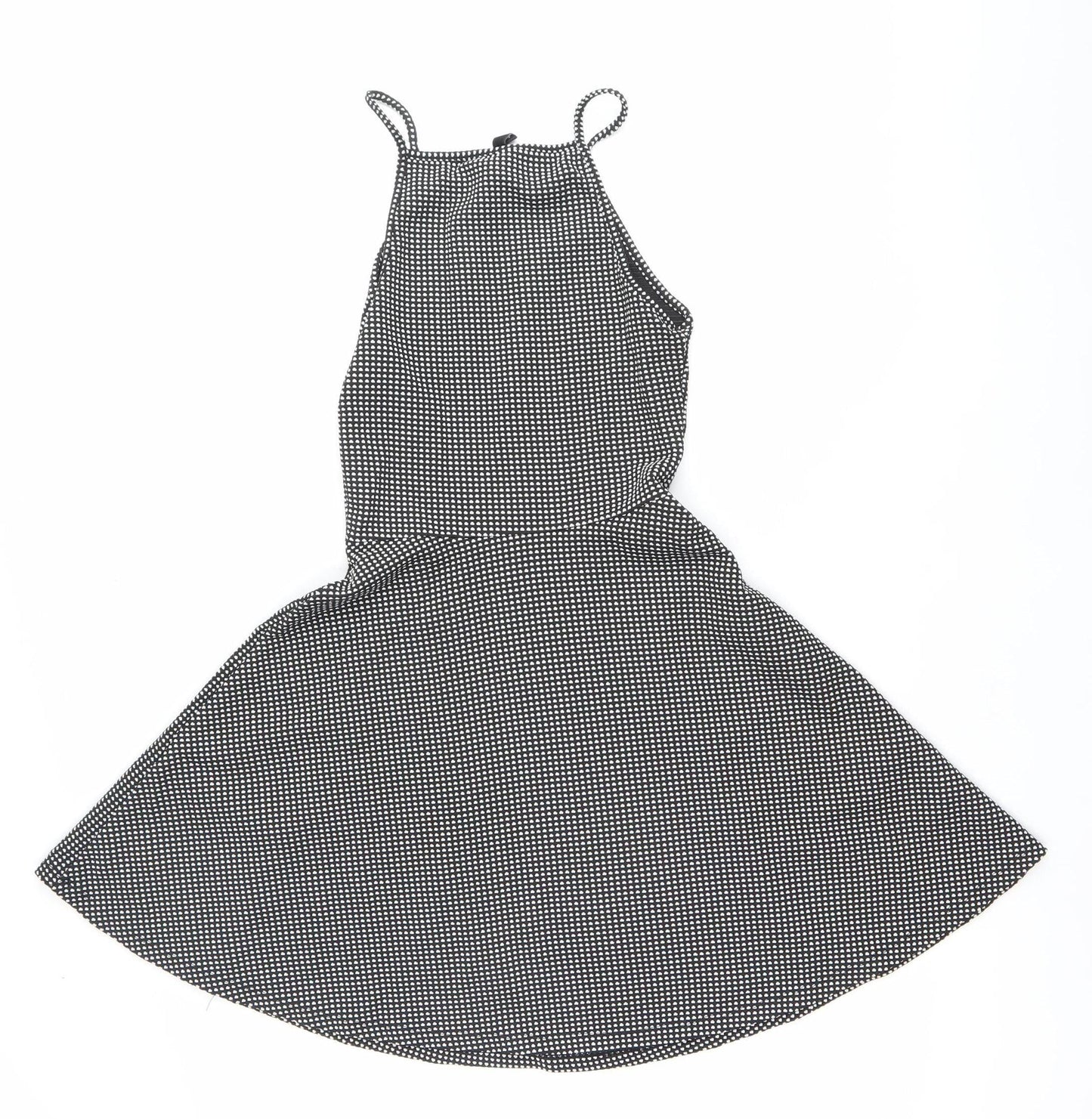 H&M Women Black Polka Dot Fit & Flare Halter Mini Dress Size 6