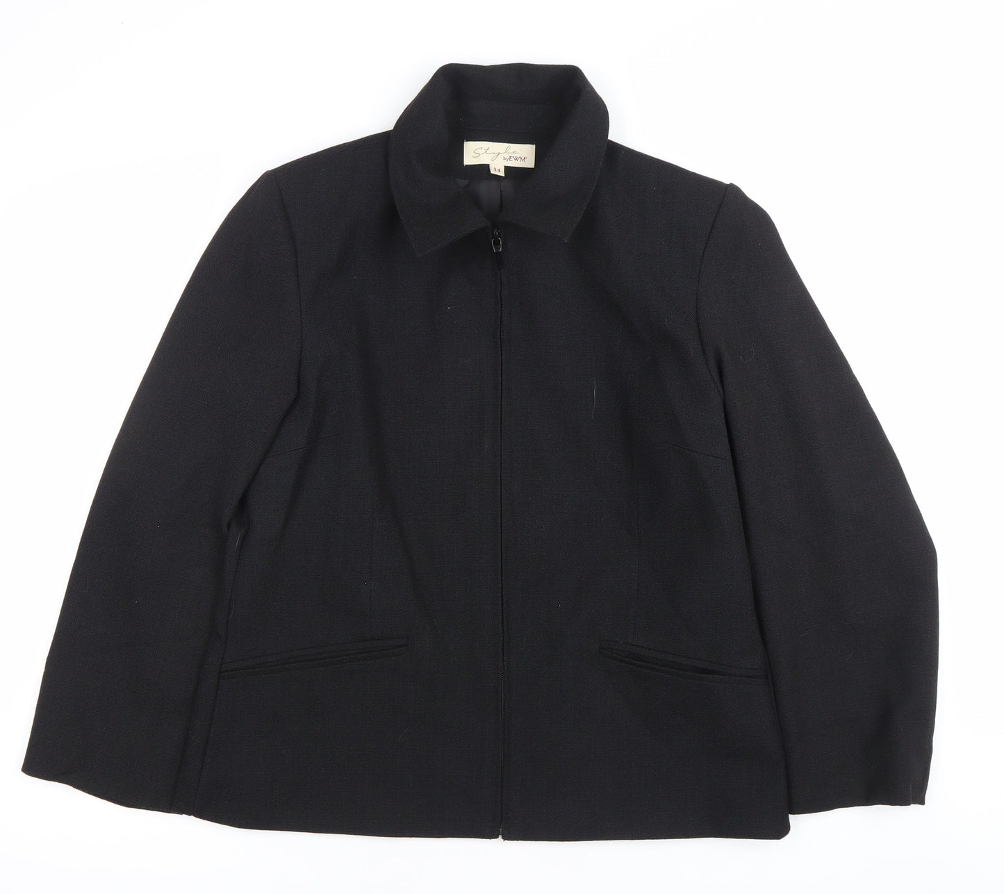 Style by EWM Women’s Black Size 14 Zip Jacket Workwear Classic