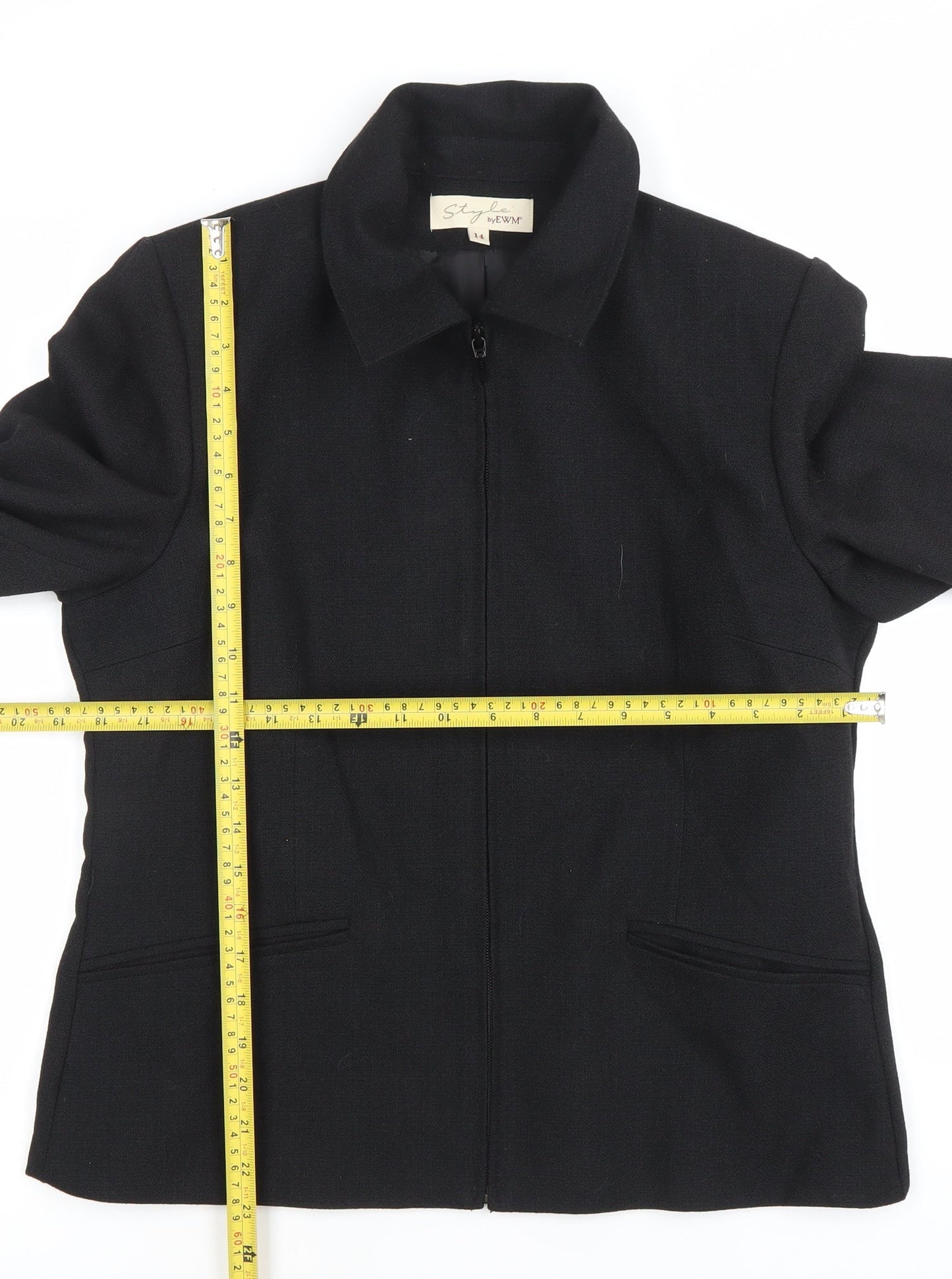 Style by EWM Women’s Black Size 14 Zip Jacket Workwear Classic