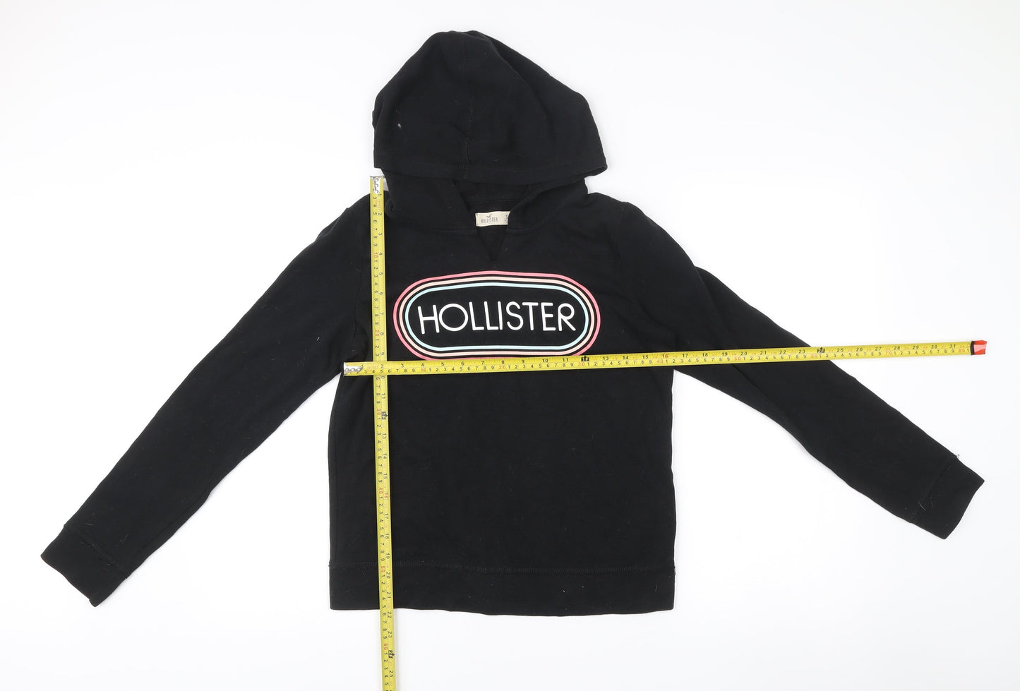 Hollister Women’s Black Pullover Hoodie Size S Cotton Blend Logo