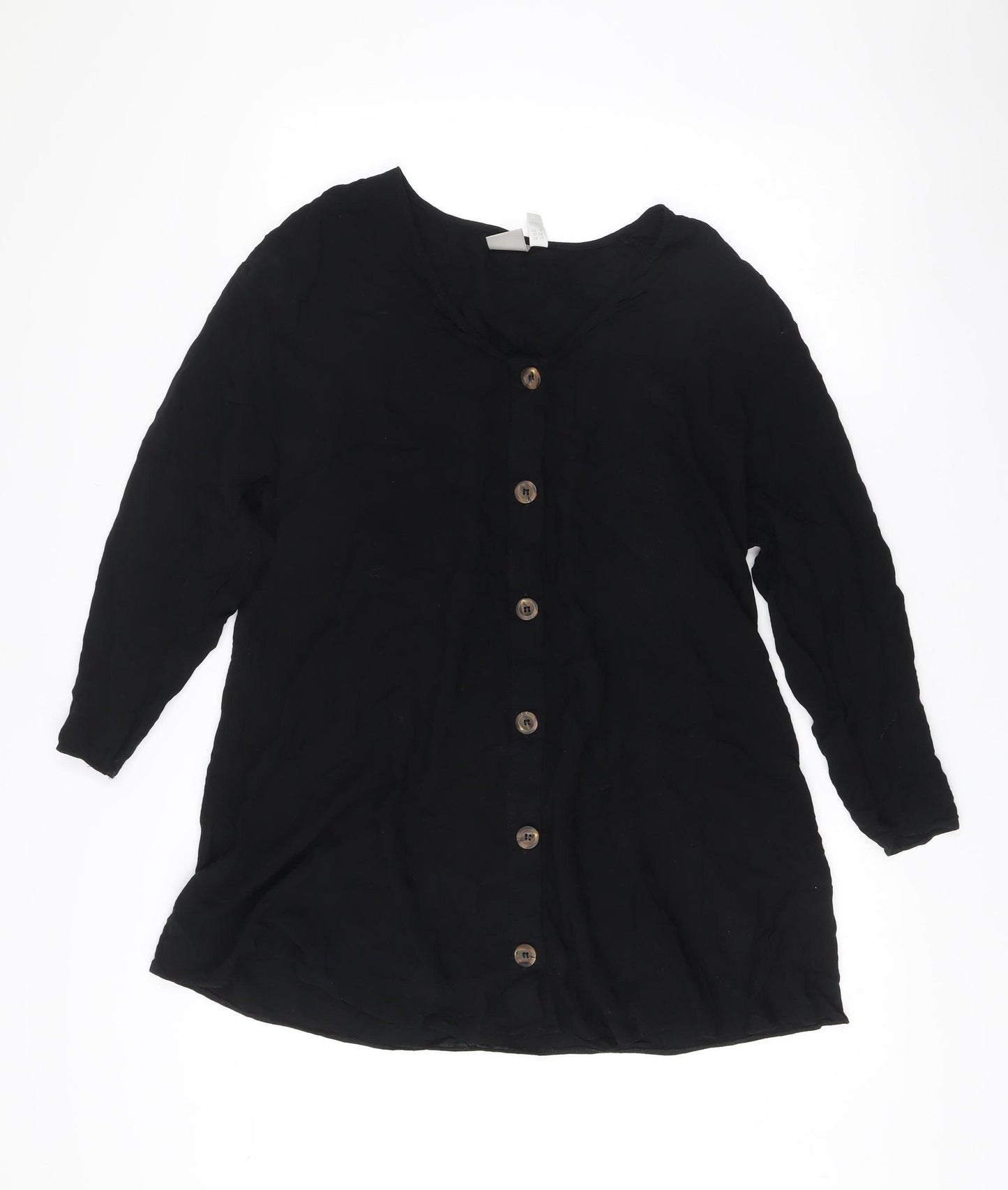 ASOS Women’s Black Viscose Shirt Dress UK 10 Long Sleeve