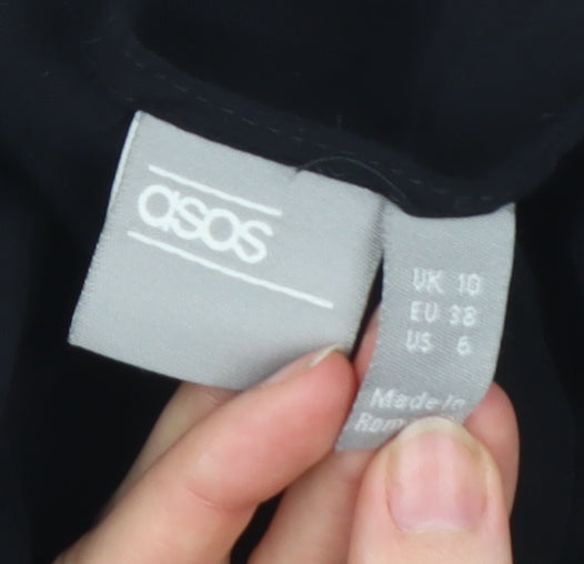 ASOS Women’s Black Viscose Shirt Dress UK 10 Long Sleeve
