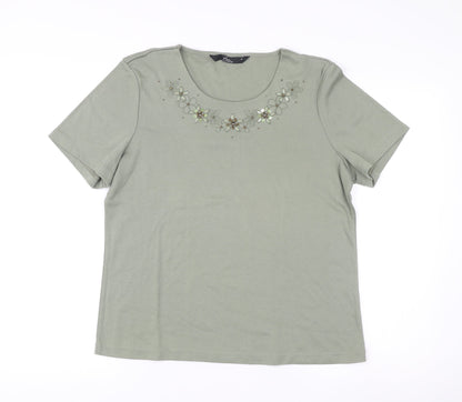 Womens UK Size M Bm Casual Green Basic T-Shirt