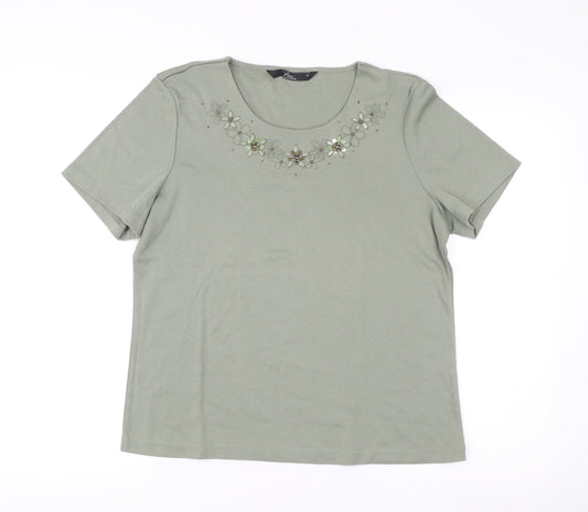 Womens UK Size M Bm Casual Green Basic T-Shirt