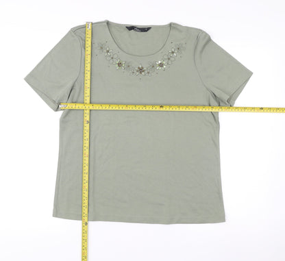 Womens UK Size M Bm Casual Green Basic T-Shirt